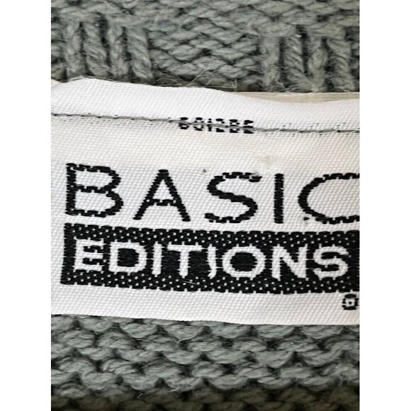Basic Editions Sweater Men 2X Green Crew Snowflake Winter Neutral Retro Y2K 80s - Picture 2 of 12